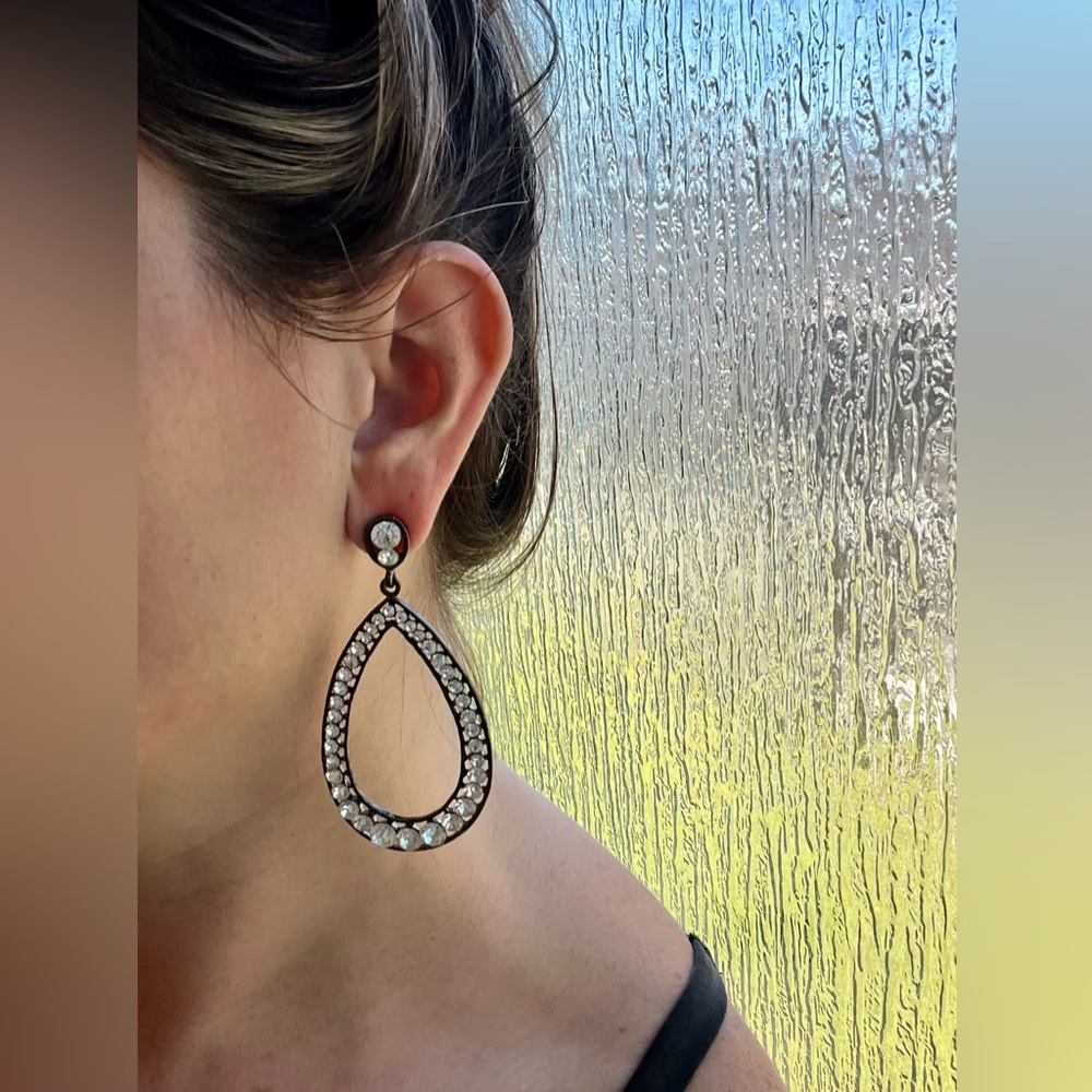 Teardrop Rhinestone Earrings - Picture 5 of 5